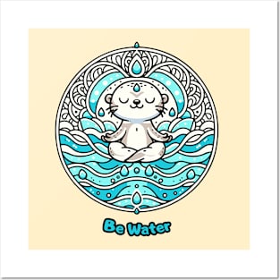 Elemental Meditating otter Be Water T-Shirt Posters and Art